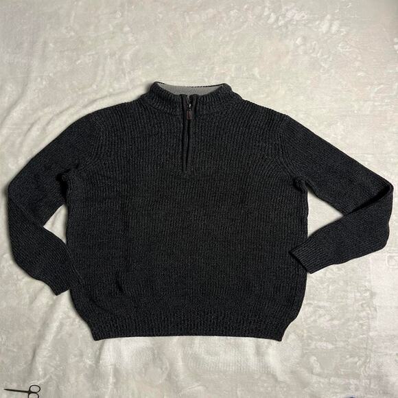 Izod 1/4 Zip Sweater Mens Large Heavyweight Cotton Blend Warm Fall Autumn Winter - Picture 1 of 7